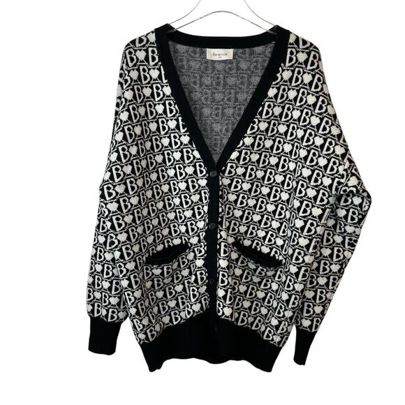 BERENICE Paris Wool Cashmere Blend Cardigan in Black and White Size Large - Picture 1 of 11